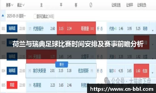荷兰与瑞典足球比赛时间安排及赛事前瞻分析