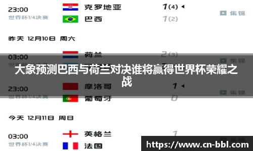 大象预测巴西与荷兰对决谁将赢得世界杯荣耀之战
