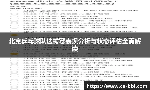 北京乒乓球队选拔赛表现分析与状态评估全面解读
